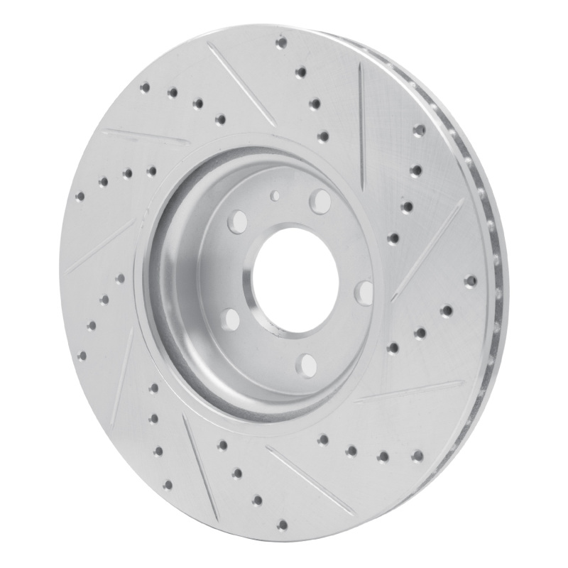 Audi Q5 Brake Rotor (1) - Front Left - R1 Concepts - Drilled & Slotted - Silver - `11-`17